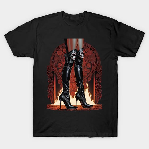 Stiletto Boots - Dia De Los Muertos T-Shirt by Absinthe Society 